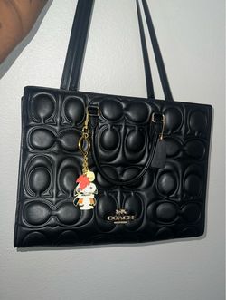 Coach Black Quilted Signature Leather Tote Bag