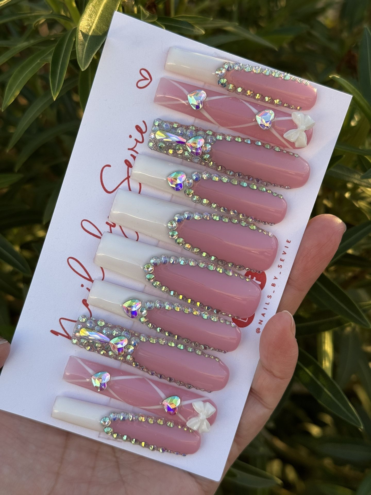 Nails Acrylic 10pc Set Press Ons Application Kit Included