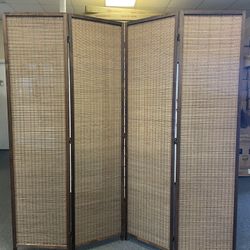 4 Panels Room Divider Bamboo Black