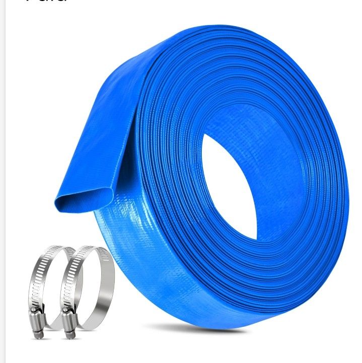 1.5 IN X 60FT POOL BACKWASH HOSE HEAVY DUTY WITH 2 CLAMPS