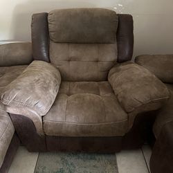 3 Piece Brown Leather Living Room Set 