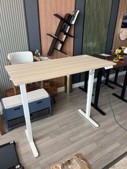 55 x 24 Large One-Piece Standing Desk, Adjustable Height Electric Computer Home Office Sit Stand up Workstation, with 4 Memory Presets, Headphone Hook