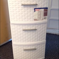 White Wicker Plastic Drawer 