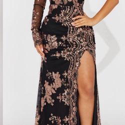 Formal Black And Gold Dress