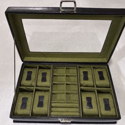 Leather Watch and Jewelry Box with Lock