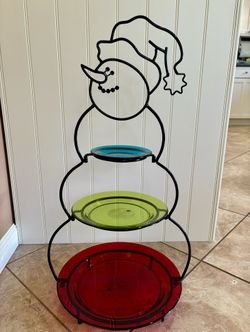 Christmas Snowman 3 Tier Serving Rack