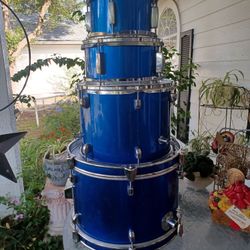 Ludwig Drum Set Child Size professional DRUMS 4 PC BLUE & CHROME MUSICAL INSTRUMENTS 