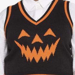 Black & Orange Pumpkin Girls Sweater Vest Plus Size