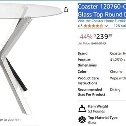 New Glass Table With Chrome Legs