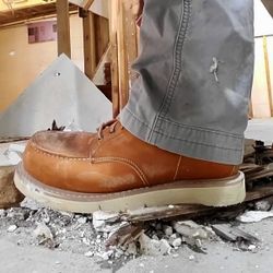 Mens Full Grain Leather Moc Toe Waterproof Composite Toe Puncture  Resistant Construction Work Boots Size 9, 9.5 , 10, 10.5 , 11, 12 