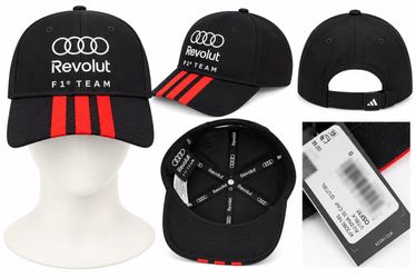 Audi x Revolut F1® Team Black Racing Cap – Red Stripes