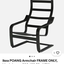 IKEA Poang Wooden Armchairs -2 - With A Black Cushion