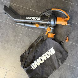 WORX WG505 Trivac 12 Amp 3-in-1 Electric Leaf Blower/Leaf Vacuum/Mulcher, Metal Impeller for Fine Mulching