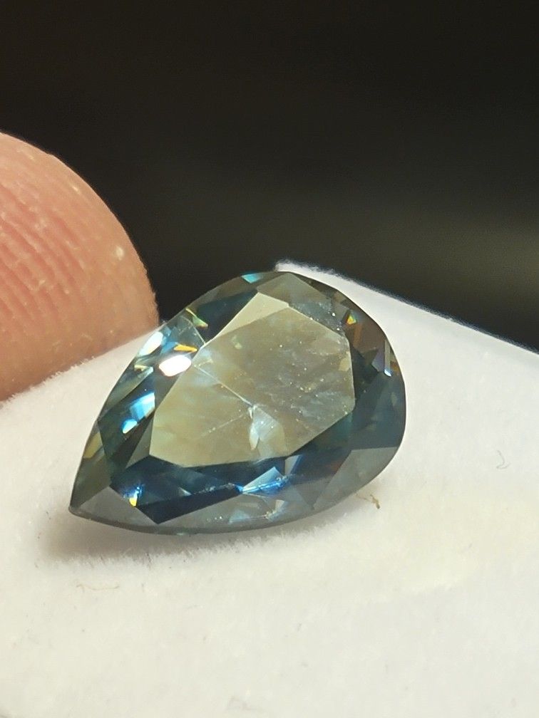 2.51 ct vvs1/11.30mm BROWN BLUE WHITE PEAR LOOSE MOISSANITE DIAMOND RING/PENDANT