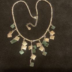 18” SilverTone Necklace With Dangling Charms( Silver & Green)by Xc