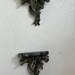 Pair Designer Wall Accent Shelves