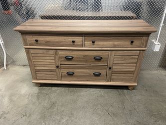 Rustic Oak Wood Sideboard Buffet with Shutter Doors