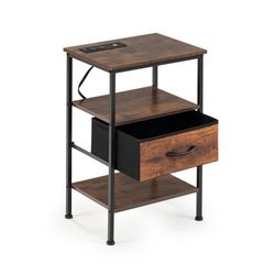 ANBY Nightstand with USB Port and Open Shelf Storage