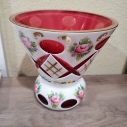 Bohemian Cranberry Glass Vase