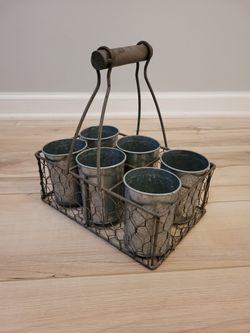 VTG Rustic French Farmhouse Wire Handled Basket