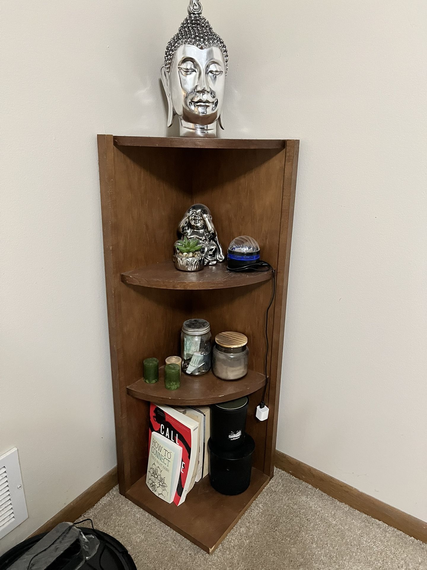 Corner Storage Wooden Decor Shelf Unit
