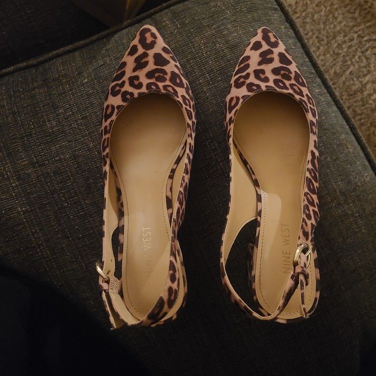 Nine West Sz 8.5 Leopard Print Heels 