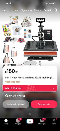 In 1 Heat Press Machine 12x15 Inch Digital Transfer Press For T-Shirts, Mugs, Hats, Plat...