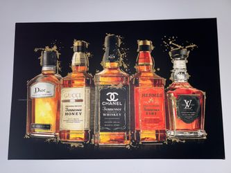 Glitter Luxury Designer Liquor Canvas Art – Glam Pop Art (LV, Chanel, Gucci, Dior)