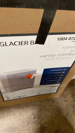 Glacier Bay Everdean 24.5 in. W x 19 in. D x 34 in. H Vanity in Pearl Gray with Cultured Marble Vanity Top in White with White Sink