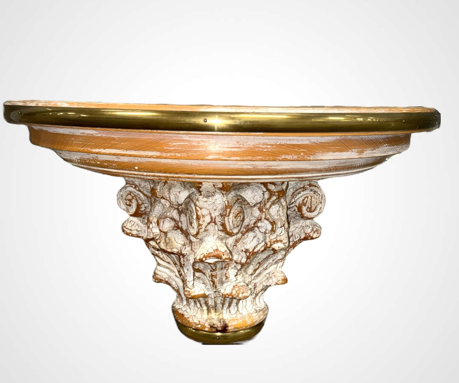 Impressive Singular Brass & Wood Carved Wall Corbel Bracket