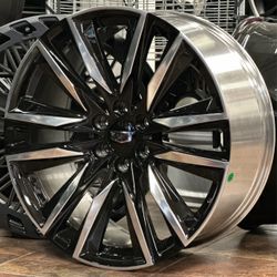 26” Escalade Sport Style Black Polish Wheels with Tires Silverado Yukon