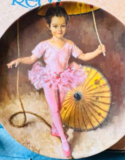 This collector plate is titled "Katie the Tightrope Walker" from the Children's Circus Collection, featuring art by John McClelland for Reco