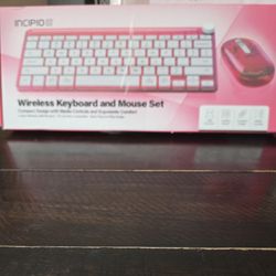 Bright Pink Wireless Mouse And Keyboard