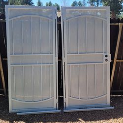 Used White Steel Surface Mount Double Security Door 

