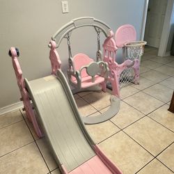 XJD 4-in-1 Kids Slide and Swing Set - Perfect for Toddlers 1-5 Years - Extra-Large Indoor and Outdoor Playground - Includes Slide, Swing, Basketball H