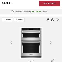 🔥 PRICE TODAY: $2,499 — NEW OPEN BOX 🔥 Premium KitchenAid 30” Combination Microwave + Wall Oven in stainless steel. New open-box (like new) and read