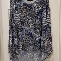 Made By Johnny Blue Blouse Sz XL