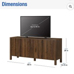 Mainstays 4-Door TV Console for TV’s up to 65”, Canyon Walnut Finish