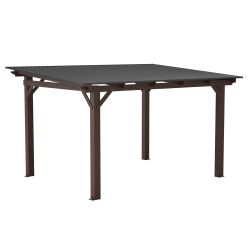 13x10ft Wooden Garden Gazebo with Metal Roof, Spacious Outdoor Patio Shade Structure for Backyard & Garden