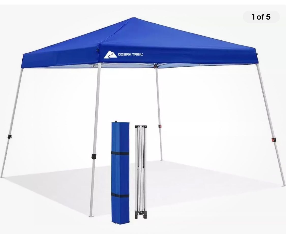 NEW Ozark Trail Instant Slant Leg Outdoor Canopy, Blue, 10 ft x 10 ft