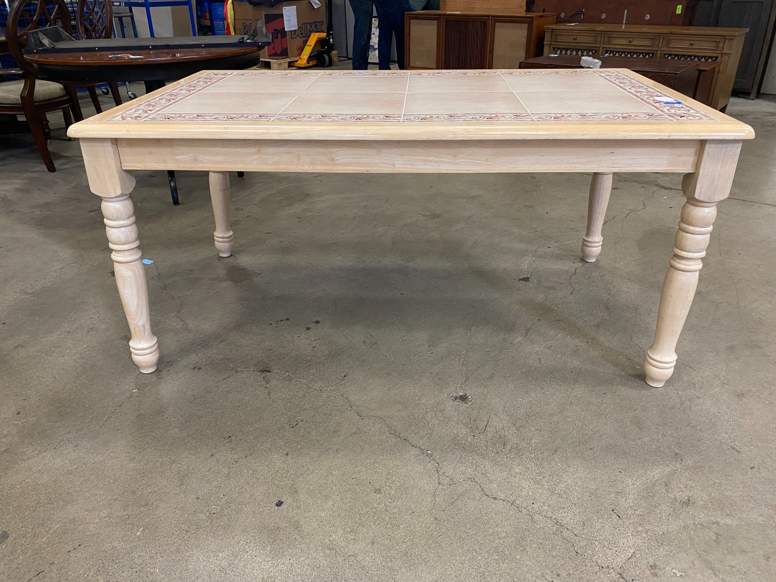 Farmhouse Style Wood and Tile Dining Table