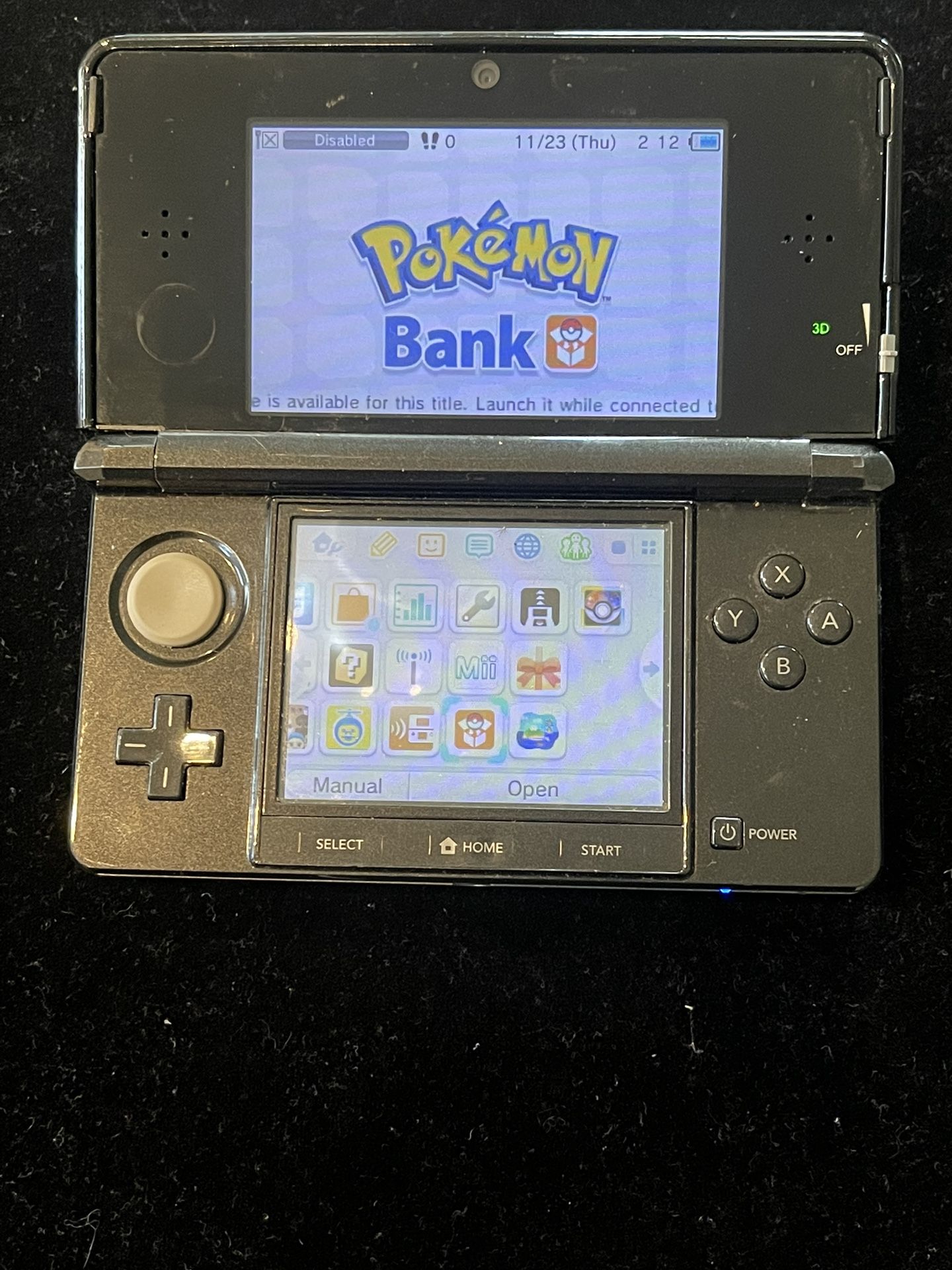 Nintendo 3DS Cosmo Black Handheld System w/Charger Game(Zelda