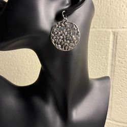 Vintage Floral Silver Tone Pierced Earrings