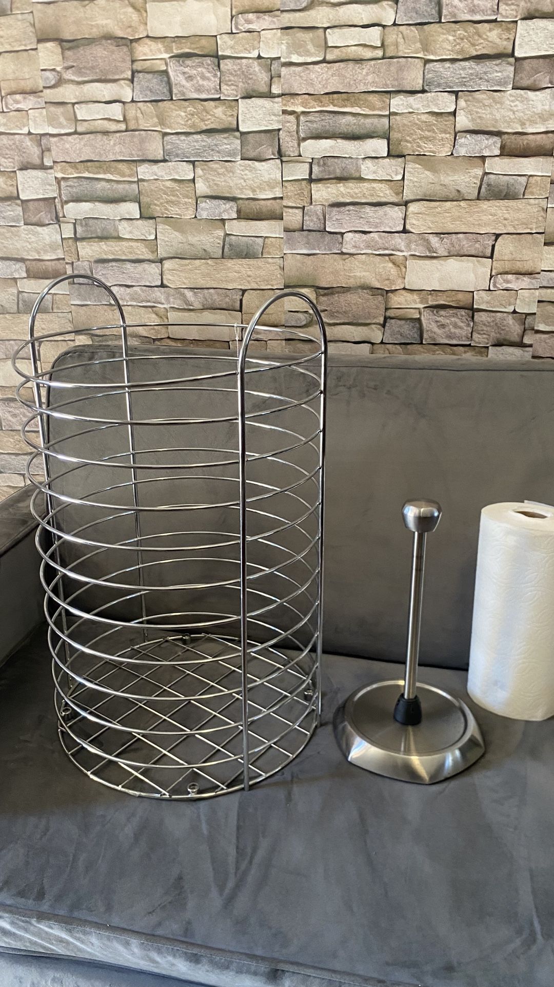 Laundry Basket  And paper Towels   Holder . 