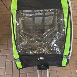 Aosom 2-in-1 Walk/Ride Child Baby Bike Trailer for Kids 2 Seater, High-Visibility Bike Stroller for Toddler Wagon, Weather-Strong Double Bicycle Trail