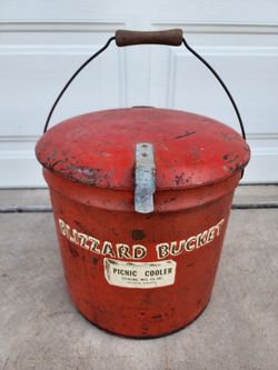 Vintage Blizzard Bucket Ice Chest Picnic Cooler Mancave Old Tailgating