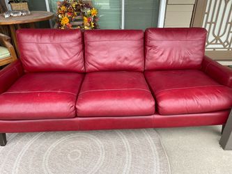 Red Italian Leather 3-Seat Sofa and Chair