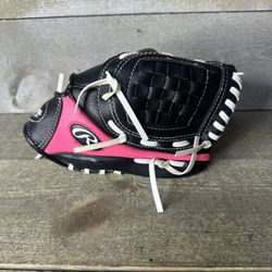 Rawlings 9 1/2" Baseball Softball Glove PL95PB Girls Basket Web Black Pink RHT