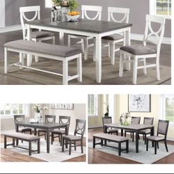 Dining Table Set With Chairs And Bench 