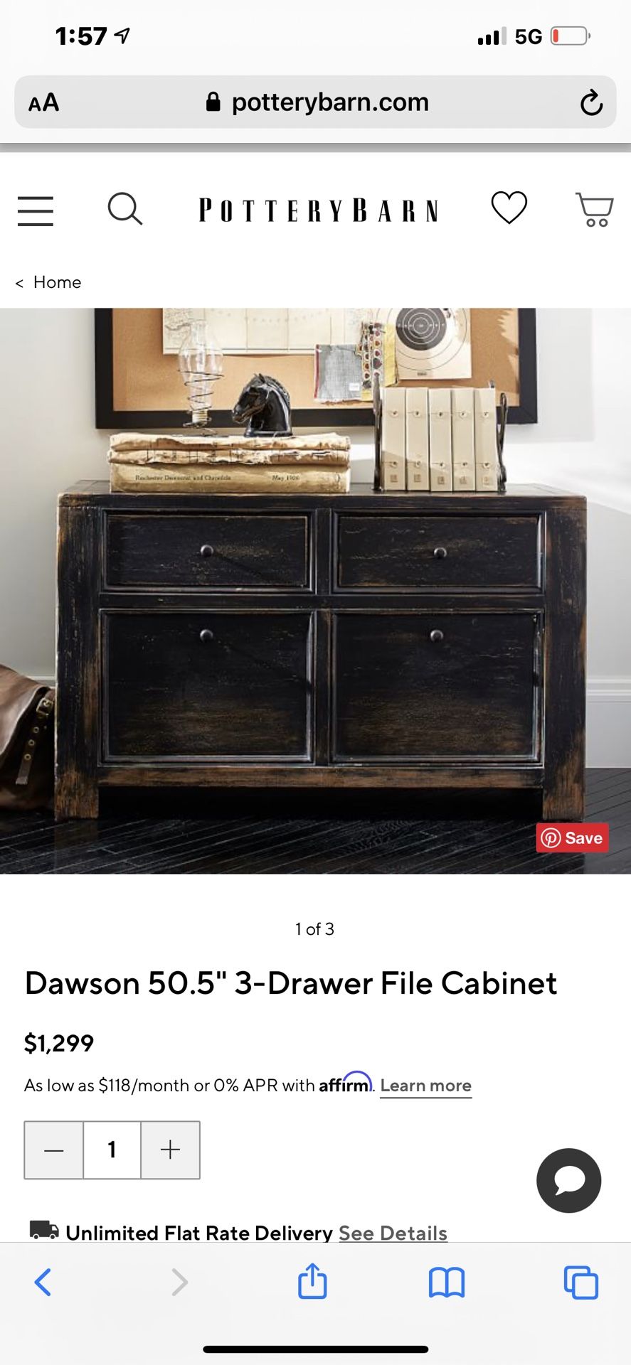 Pottery Barn Dawson File Cabinet Chest